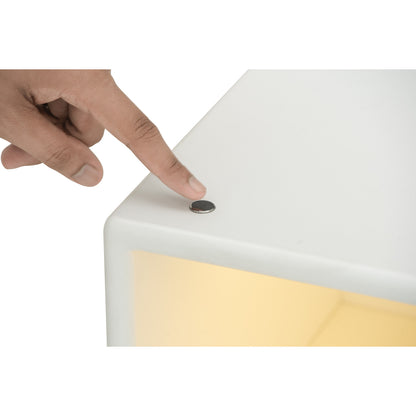 YARA Bed Side Table - White (With 1 Drawer + LED Light)