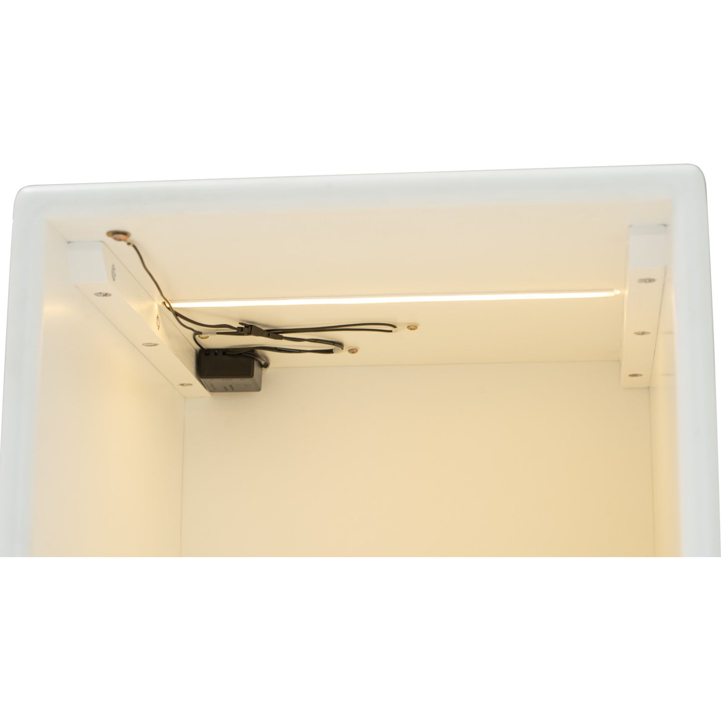 YARA Bed Side Table - White (With 1 Drawer + LED Light)