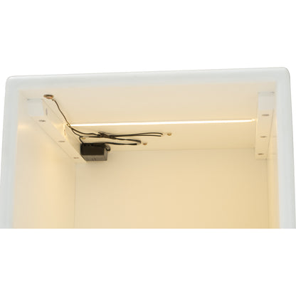 YARA Bed Side Table - White (With 1 Drawer + LED Light)