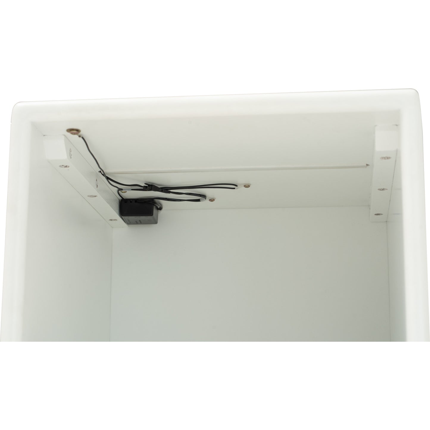 YARA Bed Side Table - White (With 1 Drawer + LED Light)