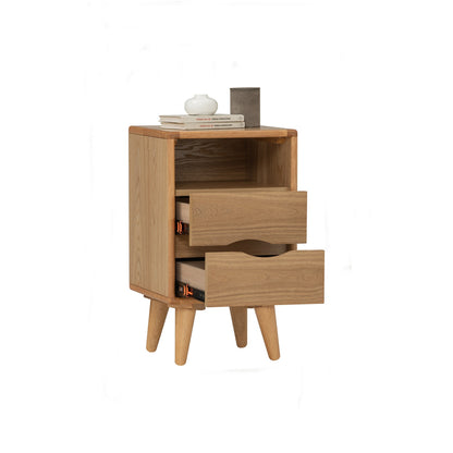 YARA Bed Side Table - Natural (With 2 Drawer)
