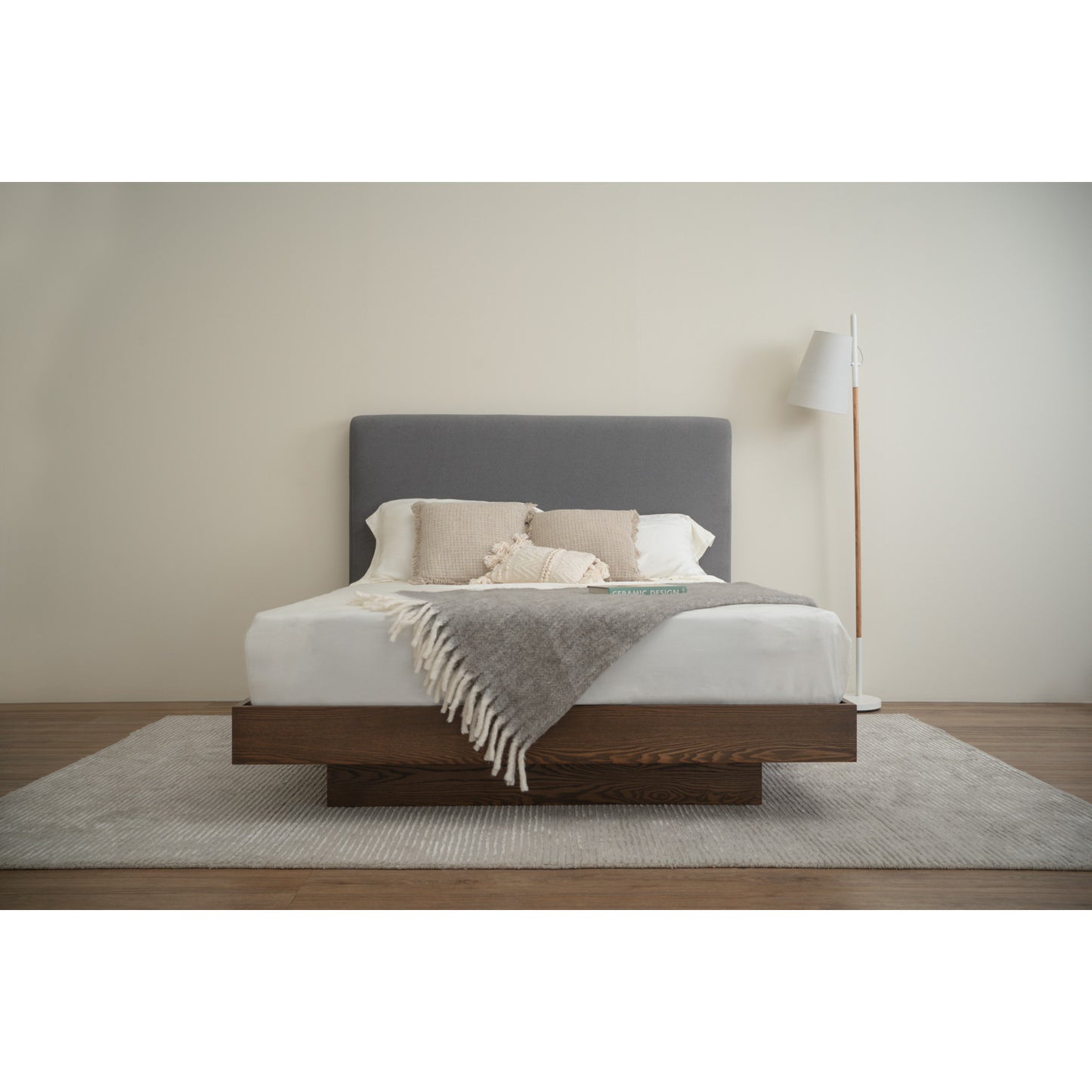 YUME Bedframe - Cocoa, Dark Grey (Queen Size)(Pets Friendly Fabric)