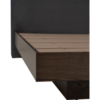 YUME Bedframe - Cocoa, Dark Grey (Queen Size)(Pets Friendly Fabric)