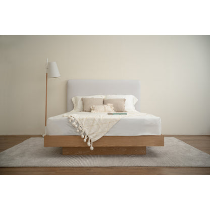 YUME Bedframe - Natural, Grey (Queen Size)(Pets Friendly Fabric)