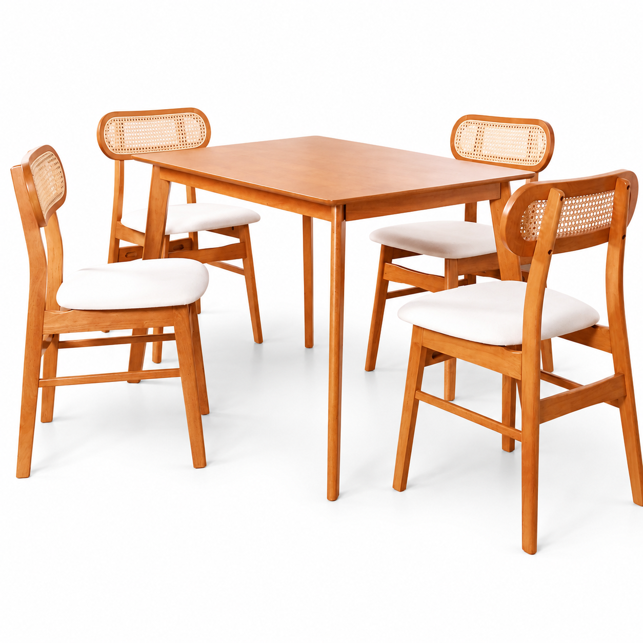 YUMIKO Table + RIKA Chair Dining Set ( 1 Table + 4 Chair ) - Light Walnut