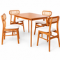 YUMIKO Table + RIKA Chair Dining Set ( 1 Table + 4 Chair ) - Light Walnut