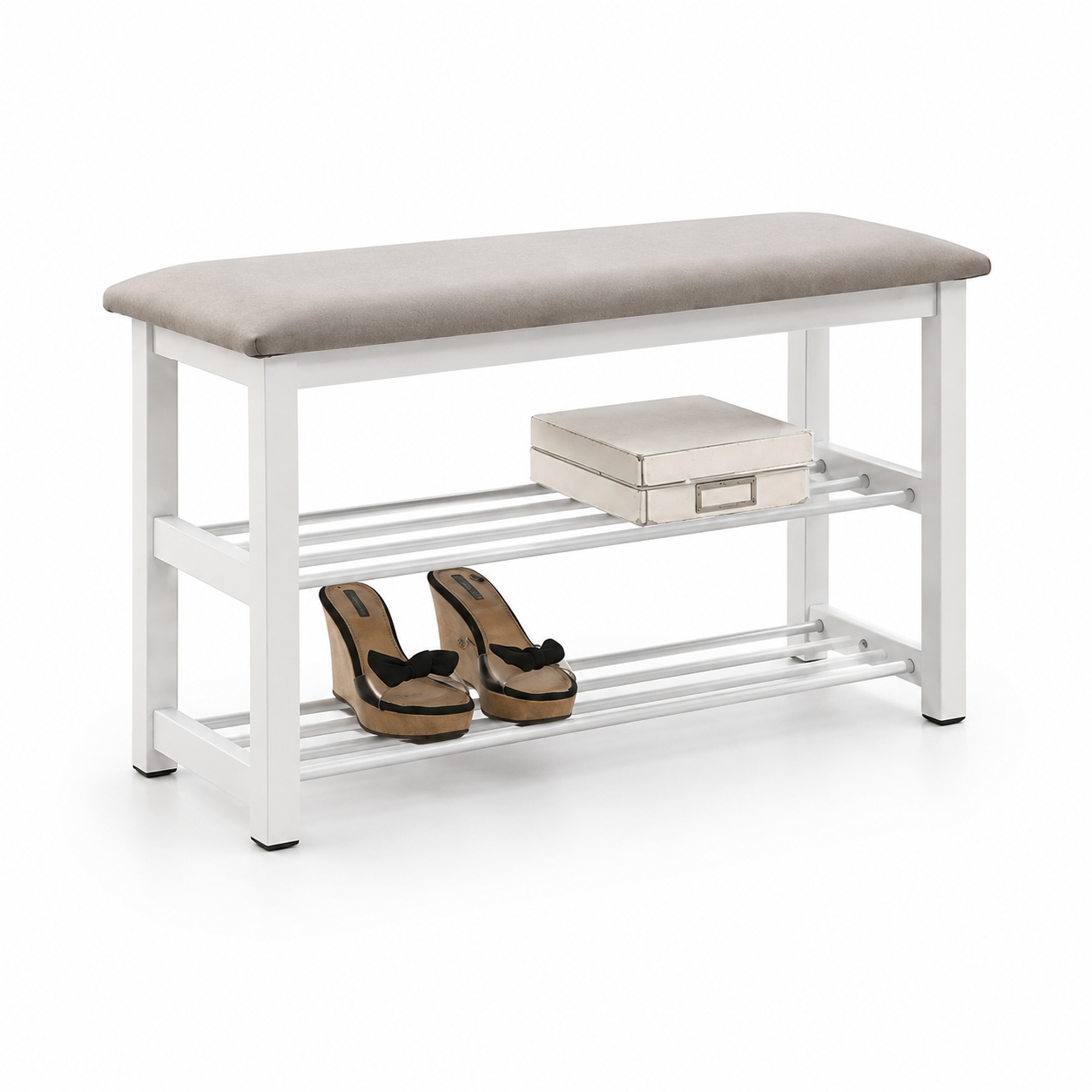 YUPI Bench - White Leg , Grey Seat (805L)